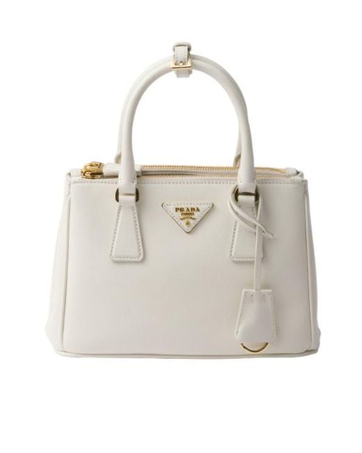 Prada White Galleria Small Leather Bag