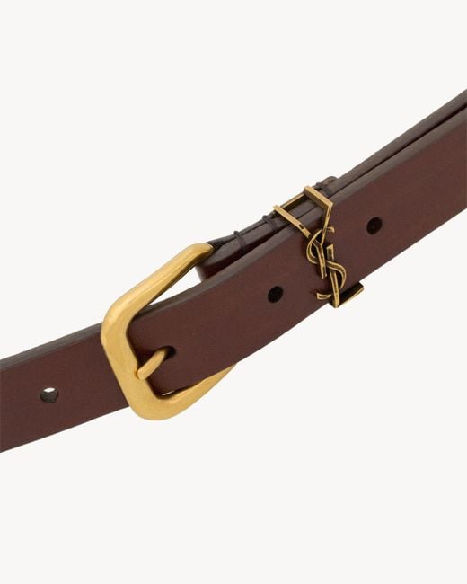 Saint Laurent White Cassandre Rectangular Buckle Belt for men