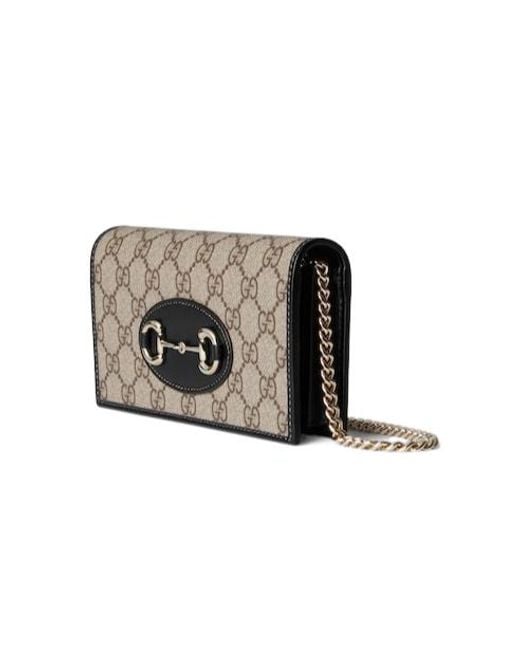 Gucci White Horsebit 1955 Wallet With Chain