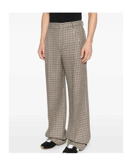 Valentino Gray Houndstooth Pleat Trousers for men