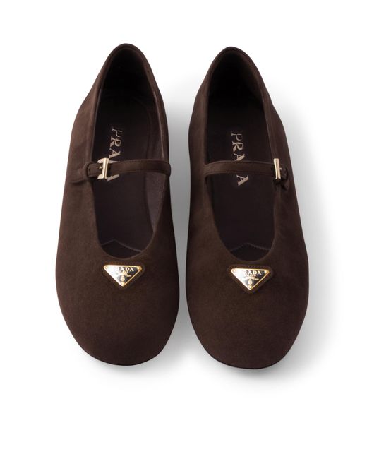Prada Brown Suede Ballerinas
