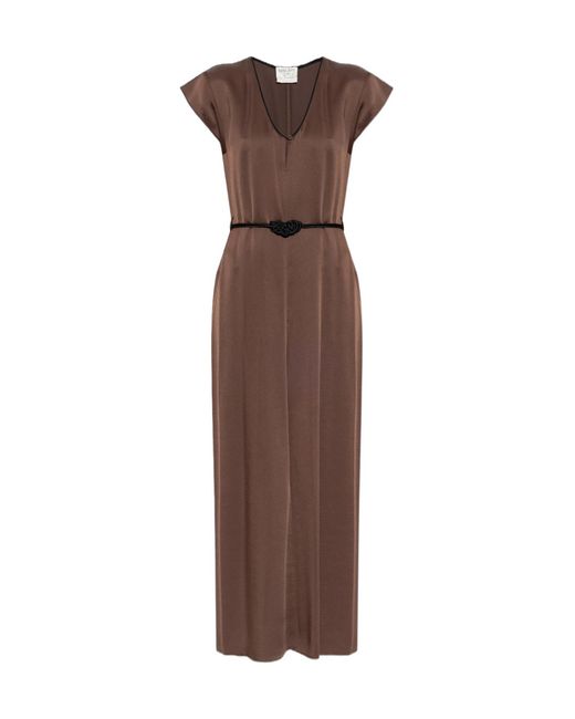 Forte_forte Brown Knot V-Neck Maxi Dress