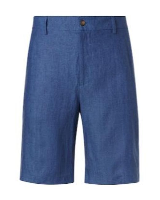Canali Blue Linen Bermuda Shorts for men