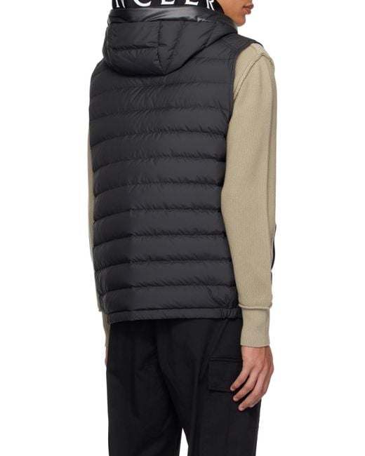 Moncler Black Logo Patch Zip-Up Padded Vest for men