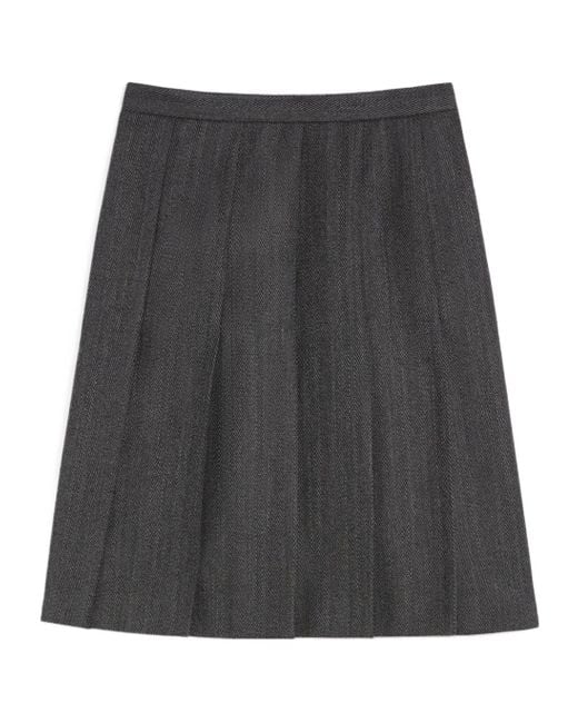 Max Mara Women's Gray Zipper Pleated Skirt