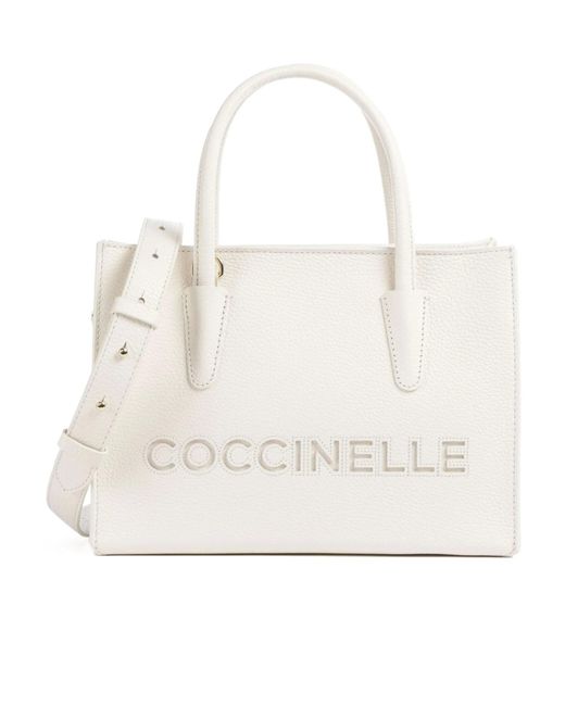 Coccinelle Natural Myrtha Grained Leather Tote Bag