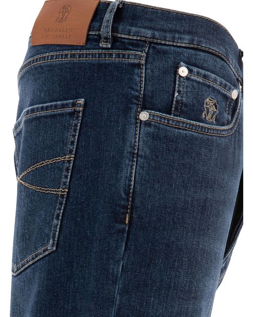 Brunello Cucinelli Blue Distressed Straight-Leg Jeans for men