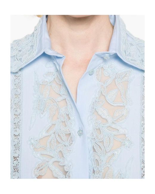 Ermanno Scervino Blue Lace-Detail Shirt