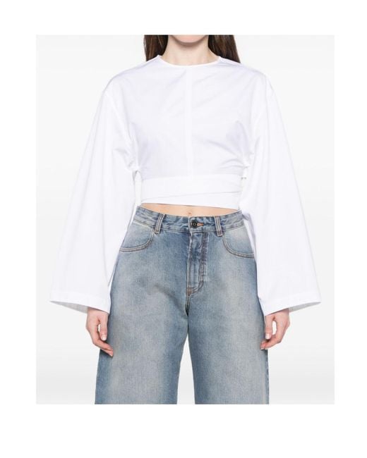Alaïa White Alaïa Belted Cropped Top