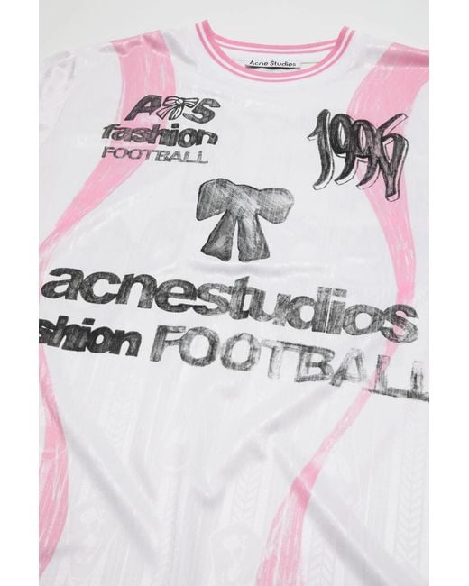 Acne White Sports Jersey Graphic T-Shirt for men