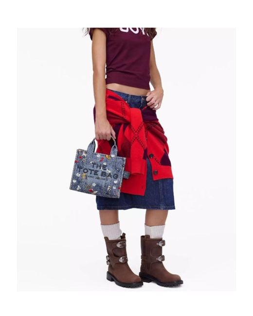 Marc Jacobs Blue The Trompe L'Oeil Trinket Canvas Small Tote Bag