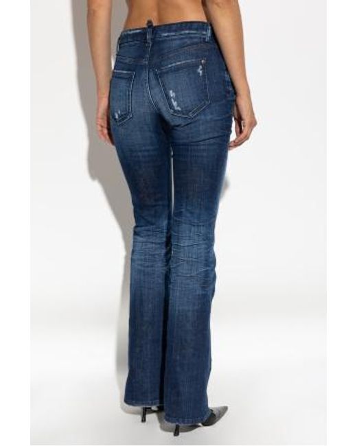 DSquared² Blue Mid-Waisted Distressed Jeans
