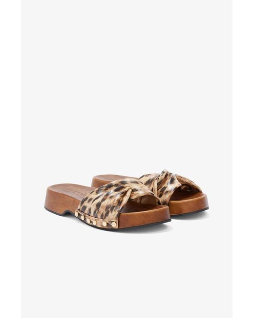 Ganni Brown Printed Tia Fairy Clogs