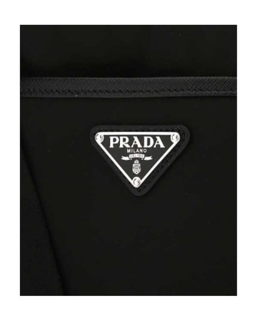 Prada Black Logo Plaque Zipped Shoulder Bag for men