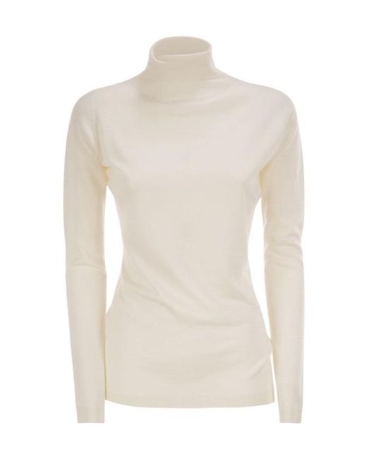 Fabiana Filippi White Turtleneck Knit Top