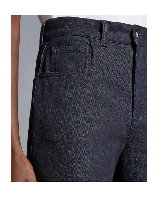 Moncler Blue High Waist Straight Cut Trousers