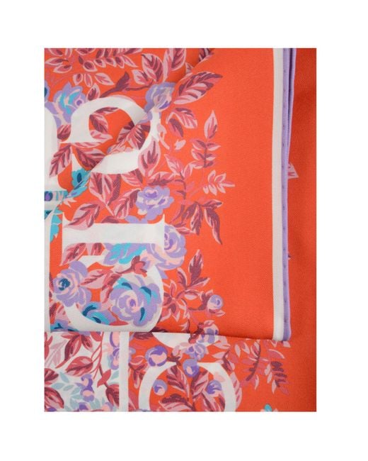 Gucci Red Printed Silk Twill Carré