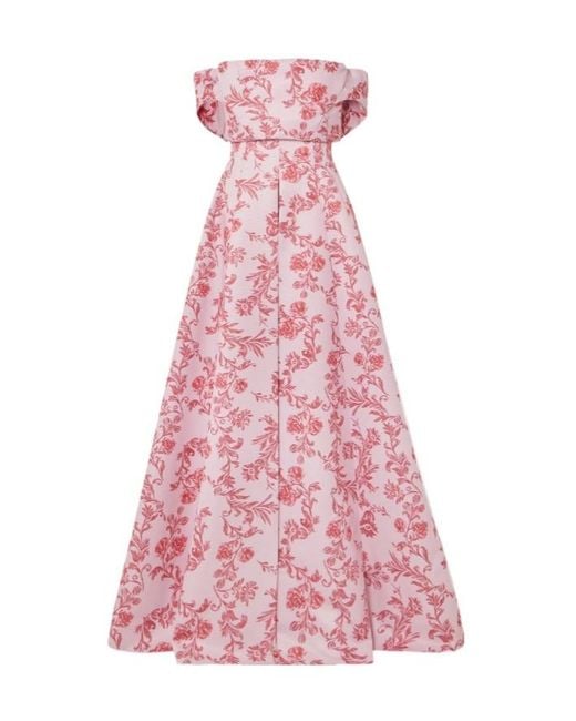 Emilia Wickstead Pink Floral-Print Faille Gown