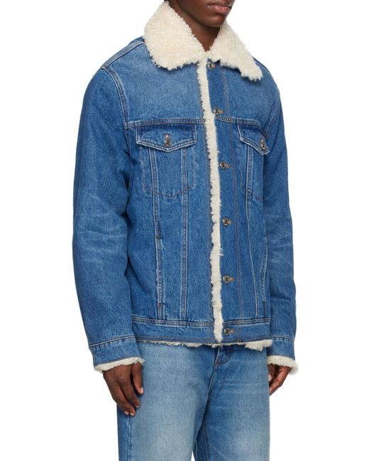 AMI Blue Straight Hem Denim Jacket for men
