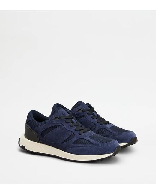 Tod's Blue Panelled Lace-Up Sneakers for men