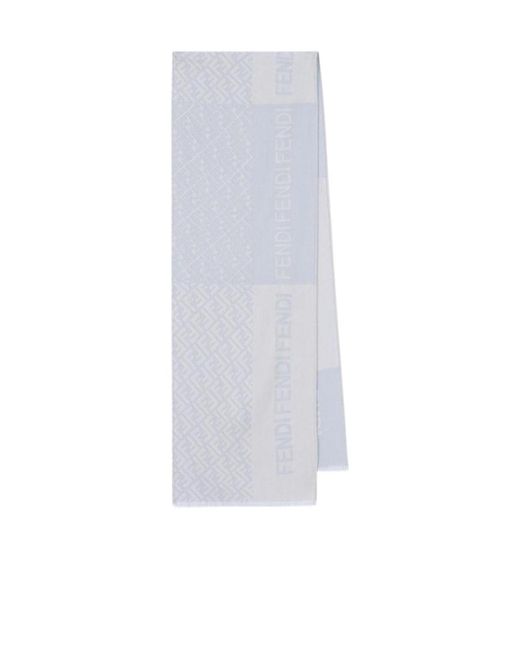 Fendi White Rectangular Logo Scarf for men