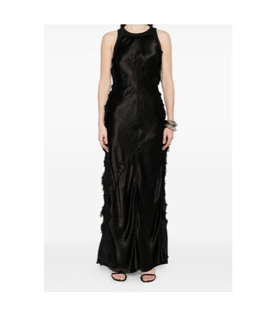Haikure Black Frayed Panel Sleeveless Maxi Dress