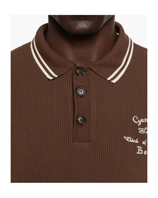 Bode Brown Long-Sleeve Polo Shirt for men