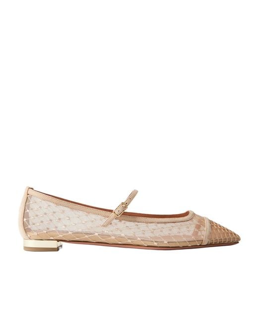Aquazzura Natural Mary Jane Ballet Flats