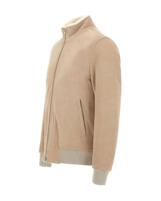 Barba Napoli Natural Long-Sleeve Stand-Collar Zip-Up Jacket for men