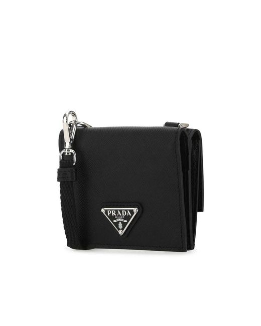 Prada Black Saffiano Leather Card Holder for men