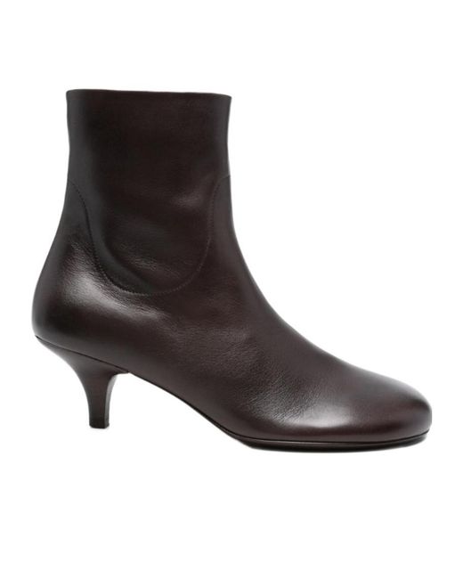 Marsèll Brown Kitten-Heel Leather Ankle Boots