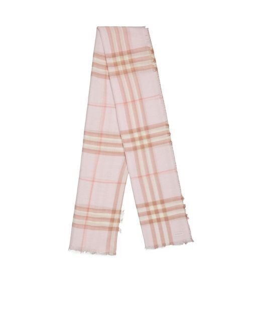 Burberry Pink Minimalist And Versatile Plaid Scarf