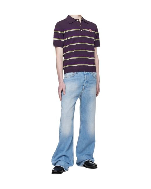Casablanca Blue Striped Polo Shirt