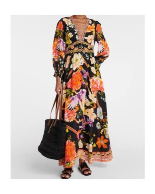 Camilla Red Embellished Silk Maxi Dress