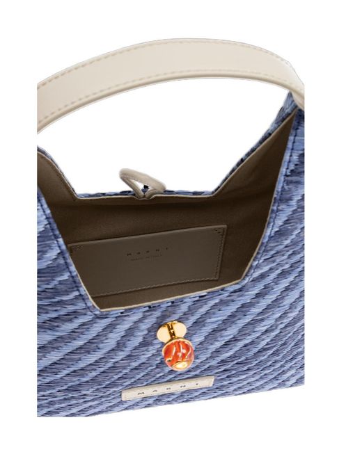 Marni Blue Trapeze Wavy Mini Tote Bag