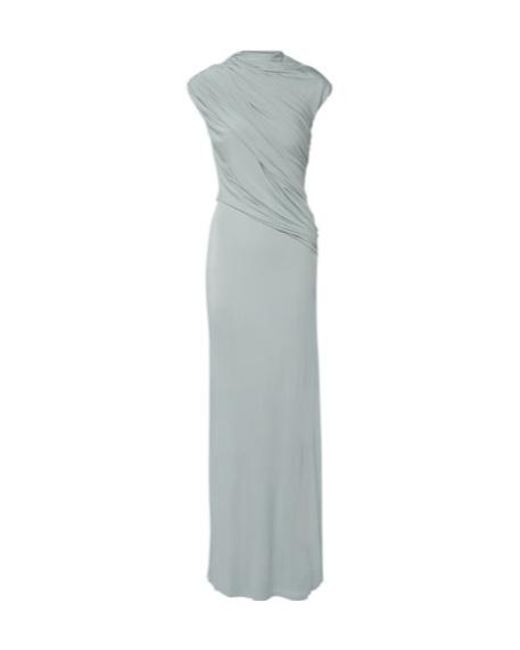 TOVE White Saffron Draped Jersey Maxi Dress