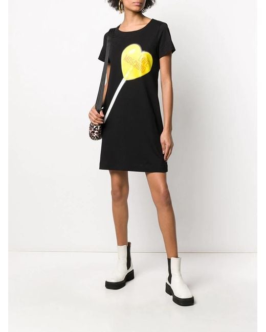 Moschino Black Lollipop Printed T-Shirt Dress