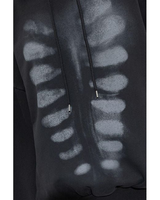 AVAVAV Black Skeleton Print Oversized Hoodie