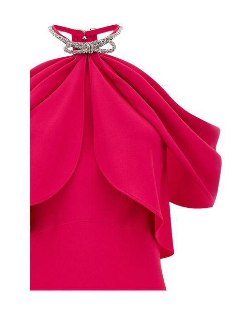 Alberta Ferretti Pink Bow Embellished Long Dress