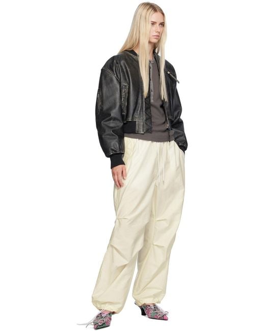 Acne White Drawstring Wide-Leg Trousers