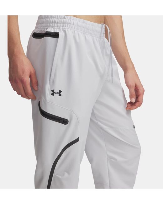 Under Armour Gray Panelled Zip-Pocket Track Pants for men