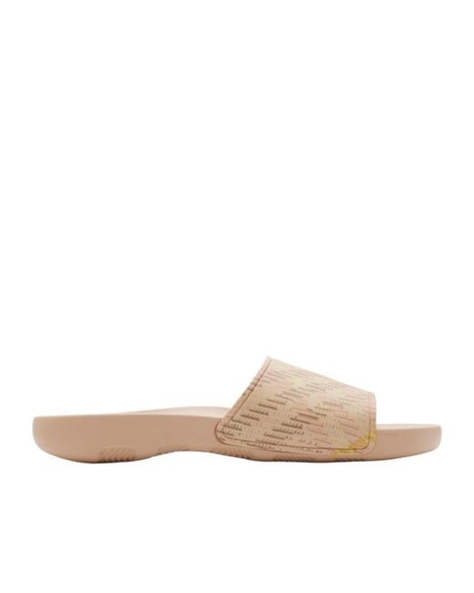 Burberry Natural Dive Check Pattern Slides