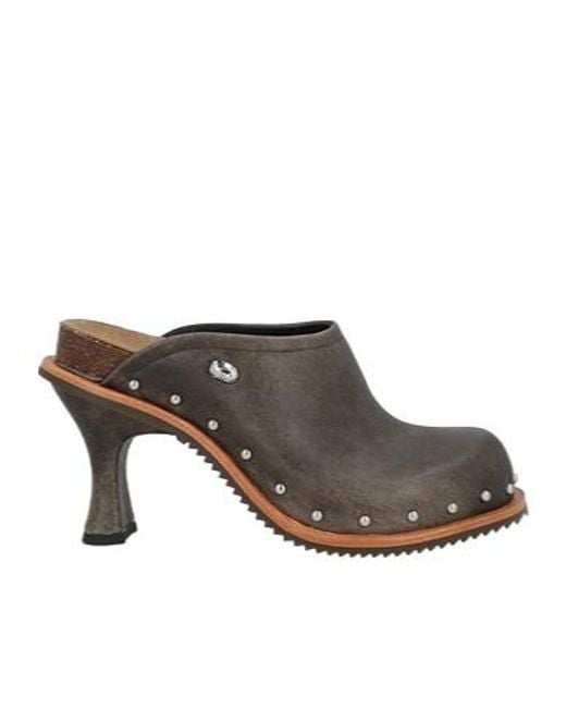 DIESEL Brown Solidcolor Roundtoe Mules