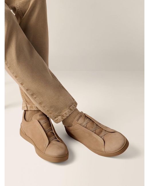 Zegna Brown Triple Stitch Sneakers for men