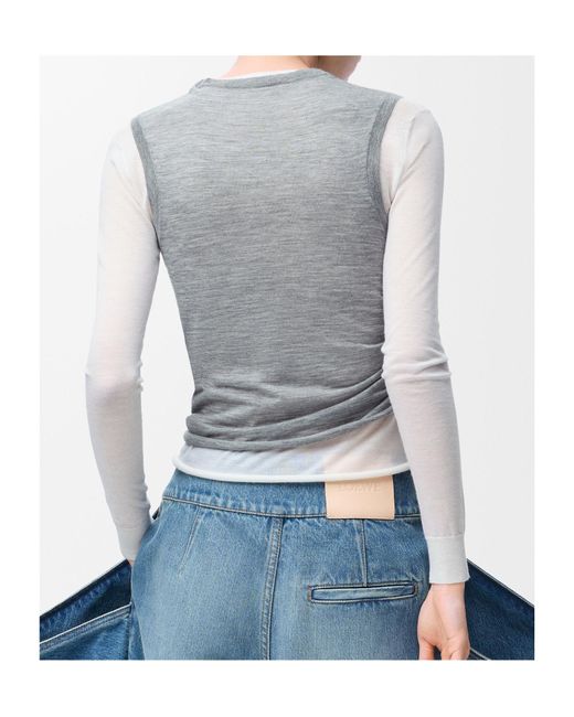 Loewe Gray Cashmere Draped Sweater