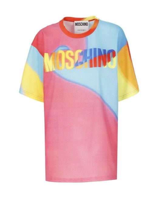 Moschino Pink Double Question Mark Print T-Shirt