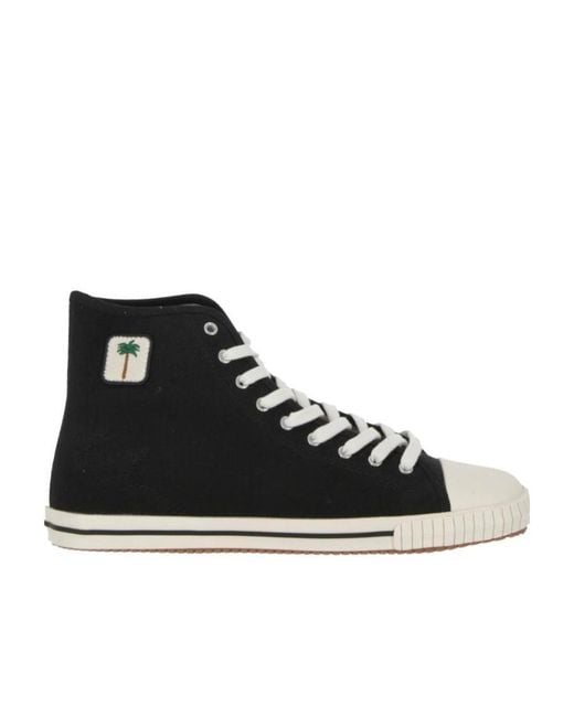 Palm Angels Black Logo-Patch High-Top Sneakers for men