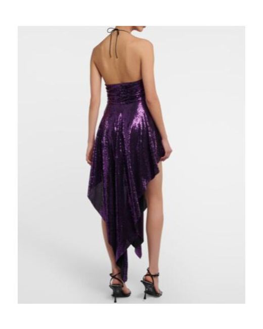 Alexandre Vauthier Purple Embellished Asymmetrical Midi Dress