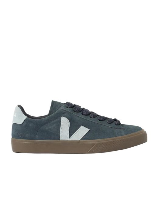 Veja Blue Campo Round Toe Lace-Up Sneakers for men