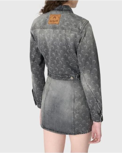 MARINE SERRE Gray Denim Cropped Jacket